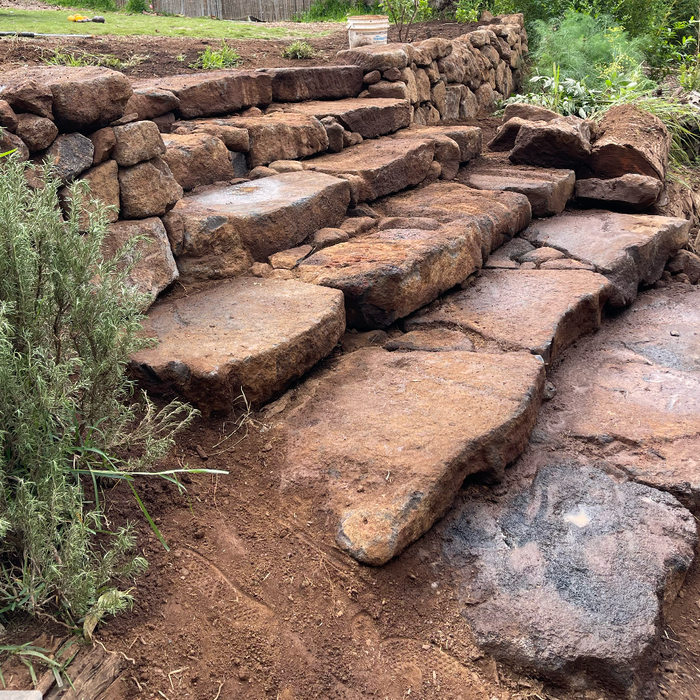 Retaining walls, steps and lovely Rock Features