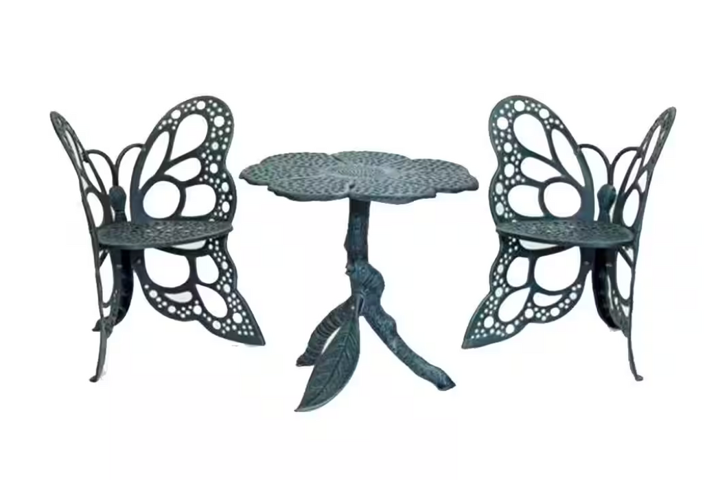 NEW! Butterfly Fairy Garden Table & Chairs Antique